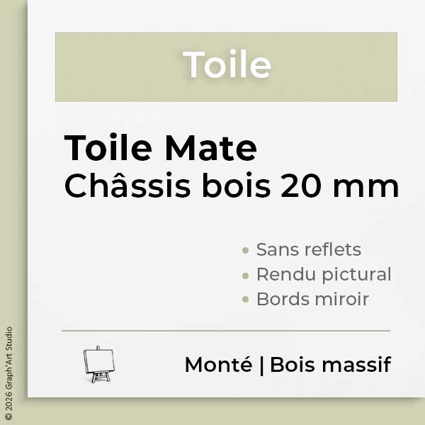 Toile mate - Châssis bois massif - 20 mm