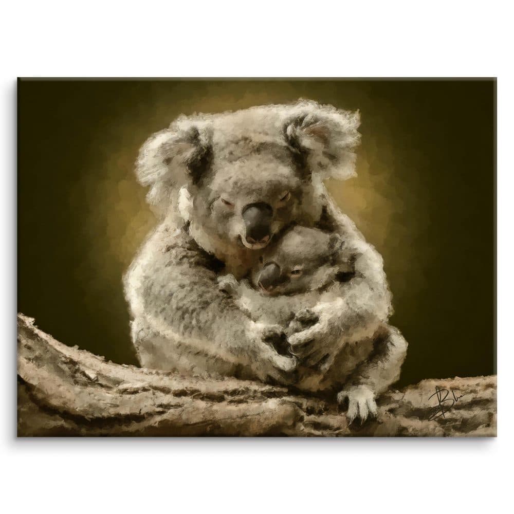 Ngangk, portrait of a koala with a gentle gaze, on a dark background — digital painting from the Wild Genesis collection, Graph'Art Studio