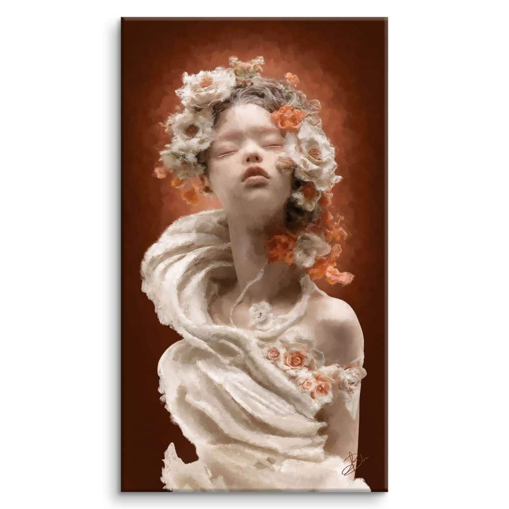 Thalia, portrait of a porcelain-skinned woman, soft light on a dark background — digital painting from the Radiance of Fragility collection, Graph'Art Studio